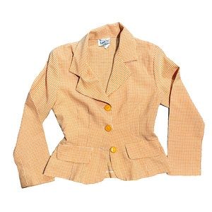 Vintage Orange Gingham Blazer